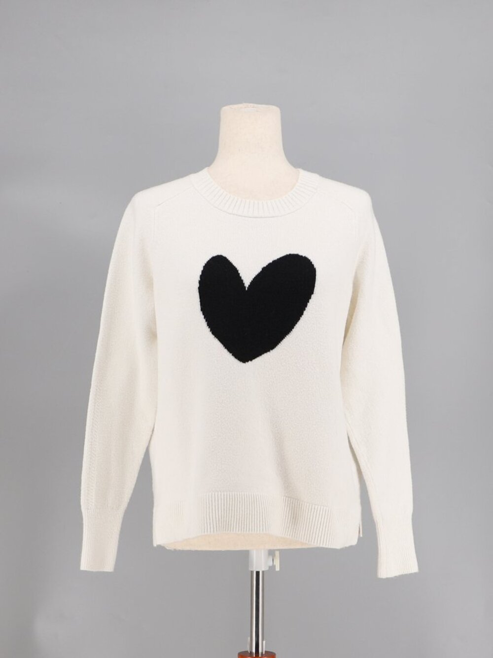 LOFT Black and White Heart Crewneck Sweater Size S